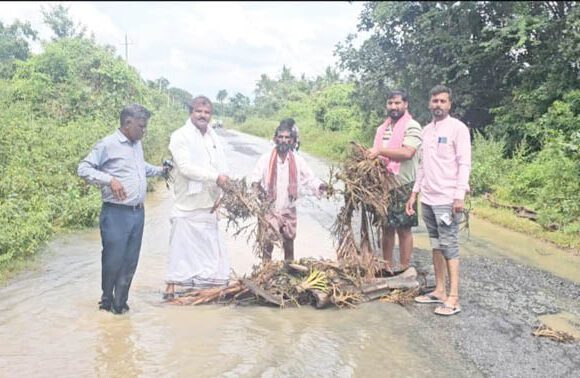 ಕೆರೆ ಏರಿ ಒಡೆದು ನೂರಾರು ಎಕರೆ ಮೆಕ್ಕೆಜೋಳ, ಅಡಿಕೆ ತೋಟ ಜಲಾವೃತ