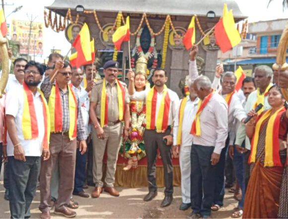 ಜಗಳೂರು : ಕನ್ನಡ ಜ್ಯೋತಿ ರಥೋತ್ಸವಕ್ಕೆ ಸ್ವಾಗತ