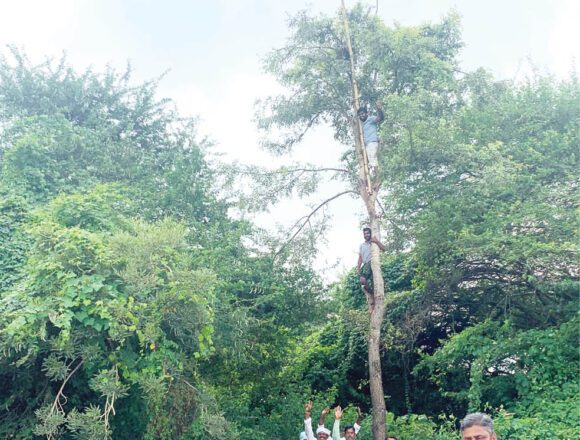 ಕೊಮಾರನಹಳ್ಳಿ : ಕೆರೆಯ ನಡುಗಡ್ಡೆಯಲ್ಲಿ ಧರ್ಮಧ್ವಜ ಸ್ಥಾಪನೆ