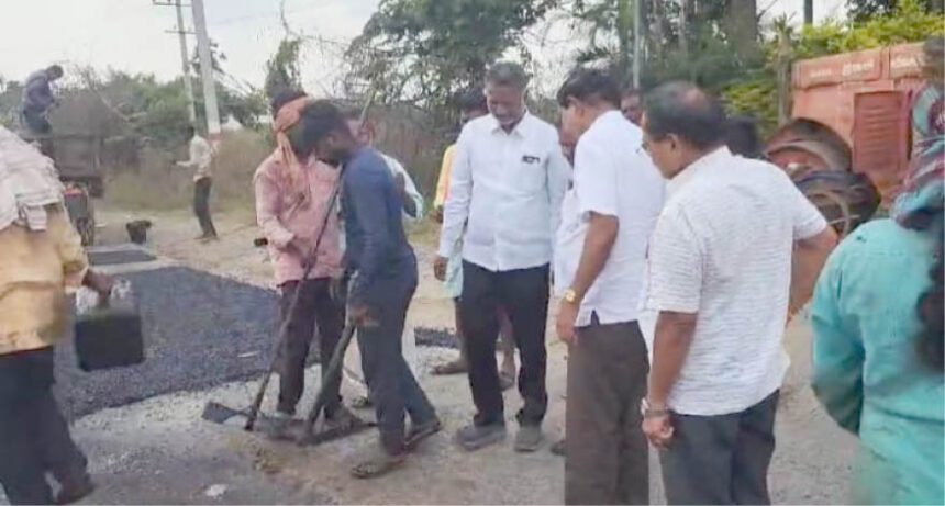 ಕಳಪೆ ದುರಸ್ತಿ ಕಾಮಗಾರಿ : ಶಾಸಕ ಬಸವಂತಪ್ಪ ಗರಂ