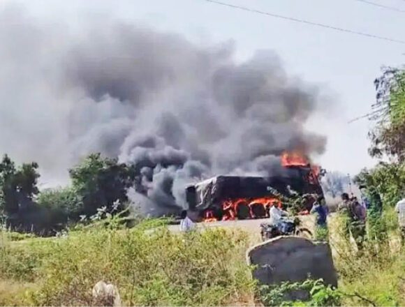 ಜಗಳೂರು : ಲಾರಿಗೆ ಆಕಸ್ಮಿಕ ಬೆಂಕಿ