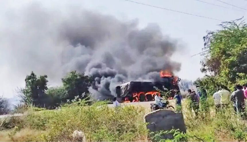 ಜಗಳೂರು : ಲಾರಿಗೆ ಆಕಸ್ಮಿಕ ಬೆಂಕಿ